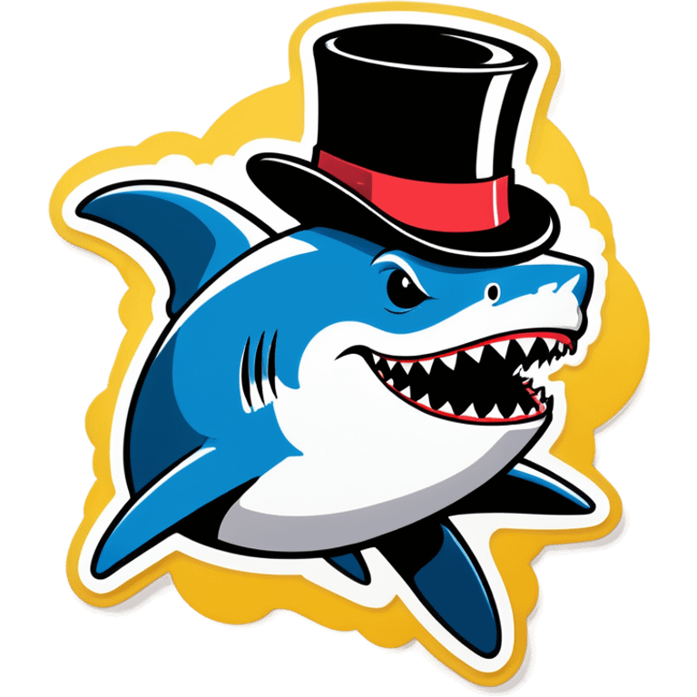 Shark with a top hat emoji