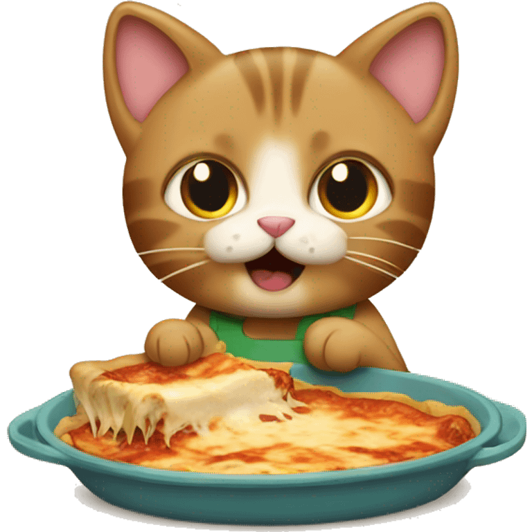 A cat with eating lasagna emoji