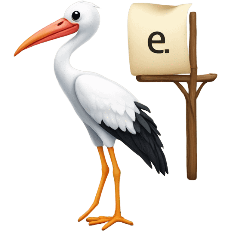 Stork with letter e emoji