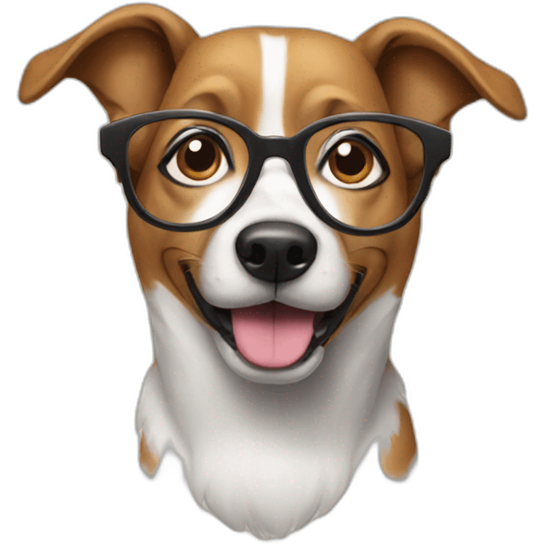 Smart dog with glasses emoji