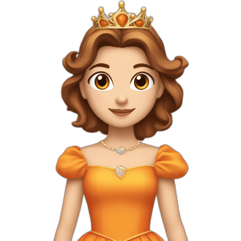 Princesse daisy with Brown hair an orange dress and à crown emoji