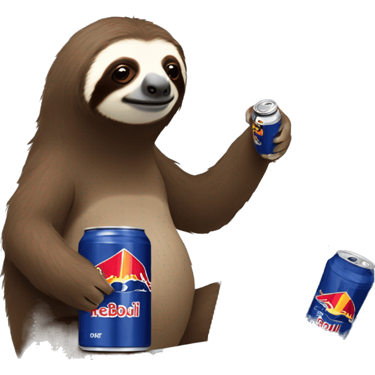 sloth with RedBull can and laptop emoji