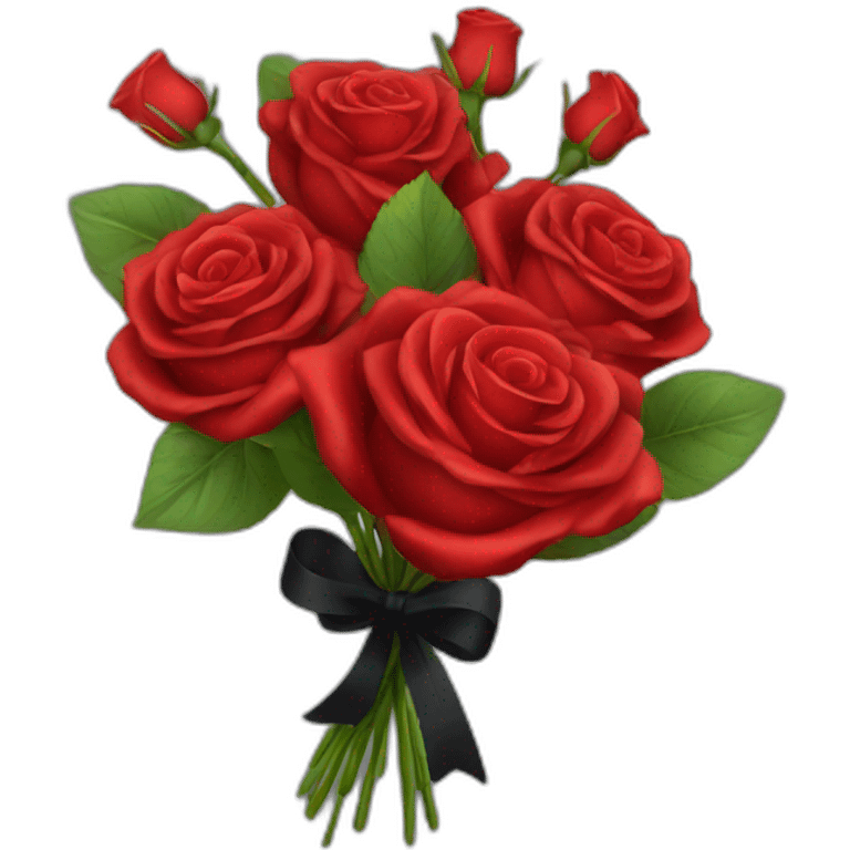 bouquet of red roses with a black ribbon emoji