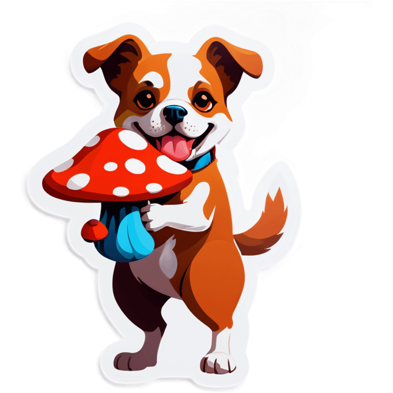 Dog holding a mushroom emoji