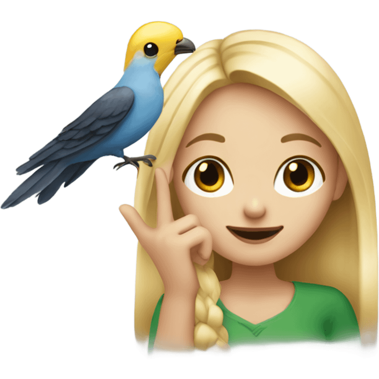 Long blonde haired girl with bird on her finger emoji