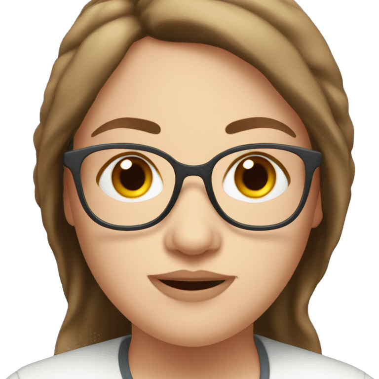  brown haired overweight woman blue eyes glasses emoji