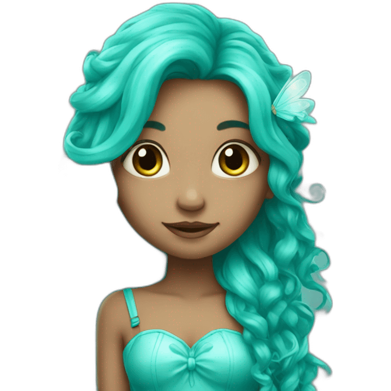 Cute turquoise fairy long hair emoji