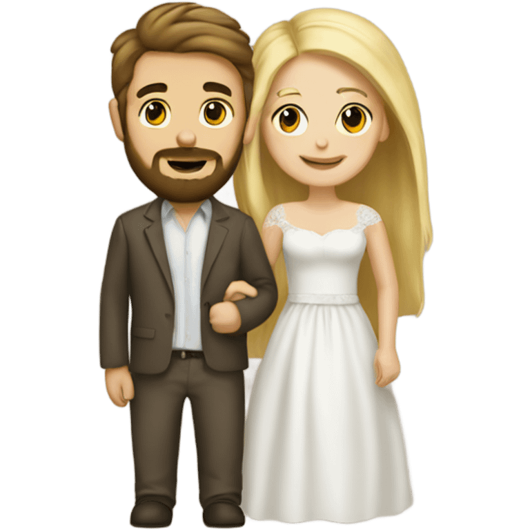 Married blonde girl and brown haired boy with beard emoji