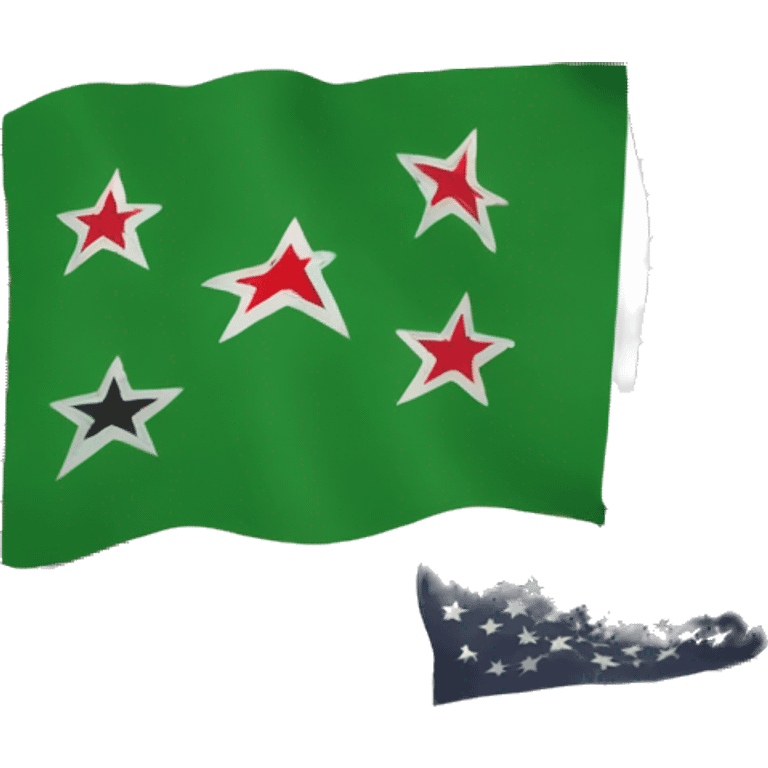 flag white three colors and three start in the middle the top color is green the middle color is white with three red stars in it and the last color is black emoji