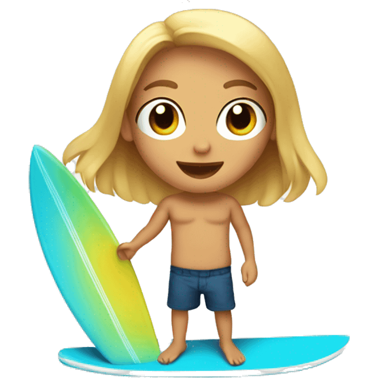 cartoon teenager on a surfboard with a transparent background emoji