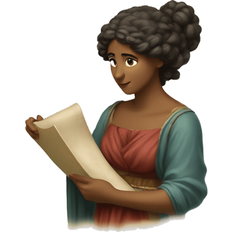 Sappho holds a scroll in her hand emoji