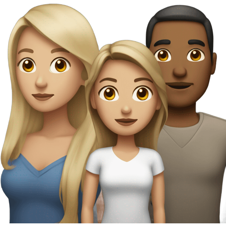 Puerto rican beard short brown hair  with blond long hair woman and brown long hair girl Family  emoji