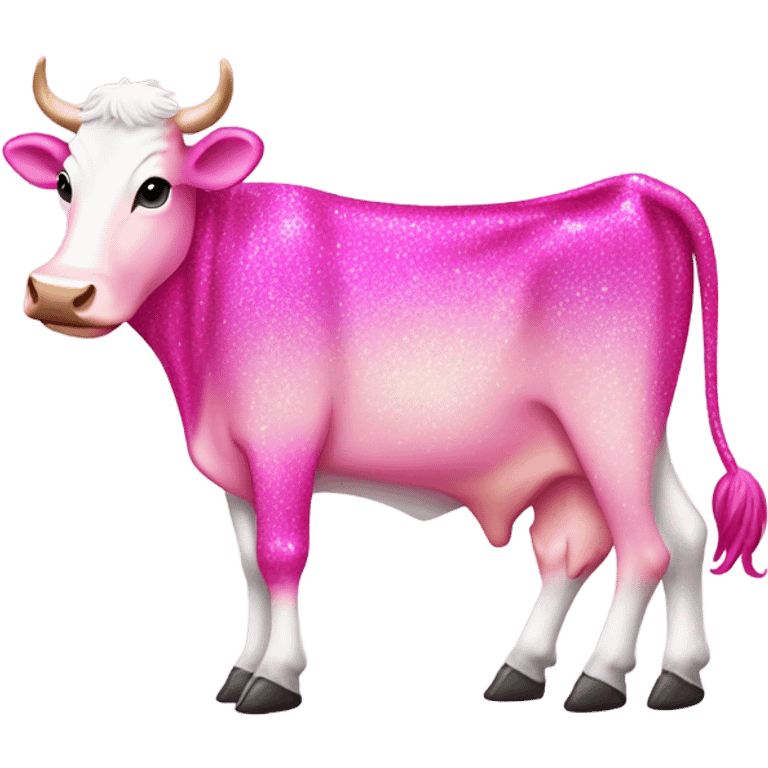 Pink ombre full body cow with glitter  emoji