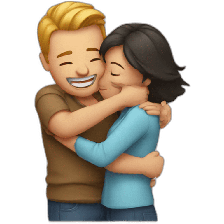 men hug woman emoji