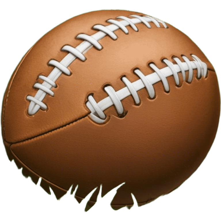 Cinematic Realistic image of an AFL ball resting on a lush, grassy field, showcasing weathered leather textures and intricate markings, bathed in soft, natural lighting that emphasizes its iconic role in the game emoji