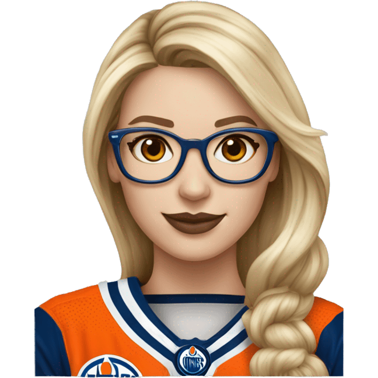 Edmonton oilers nhl no eye glasses female fan emoji