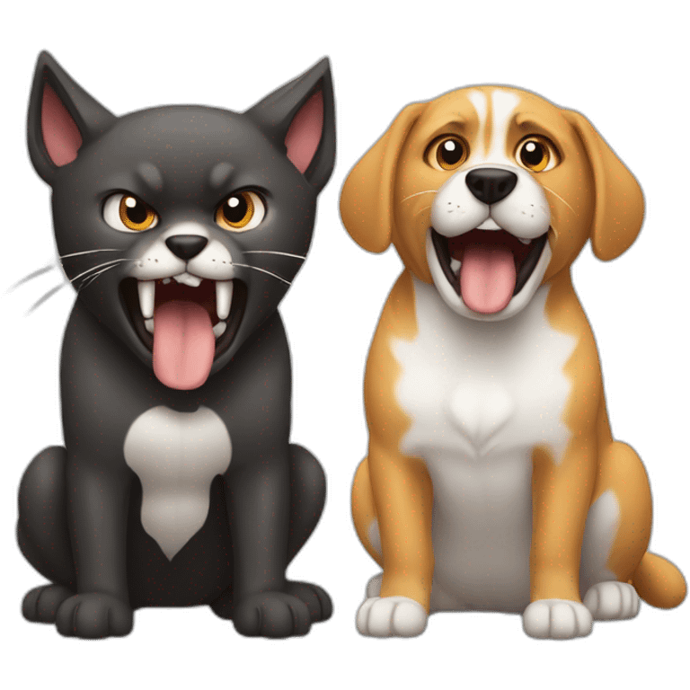 A dog and a cat fighting both are EXTREMELY mad emoji