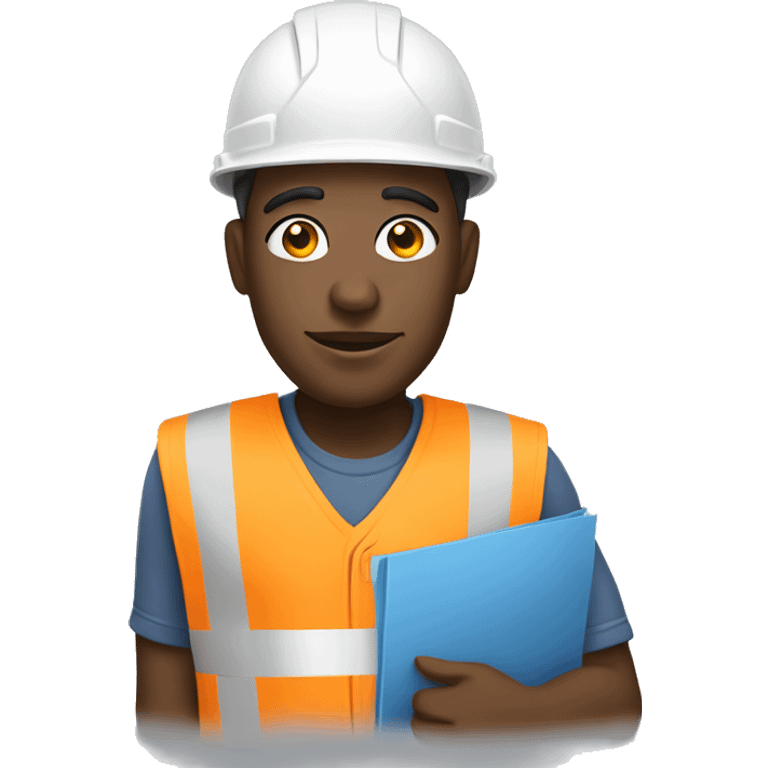 black man with a construction helmet and blueprint emoji