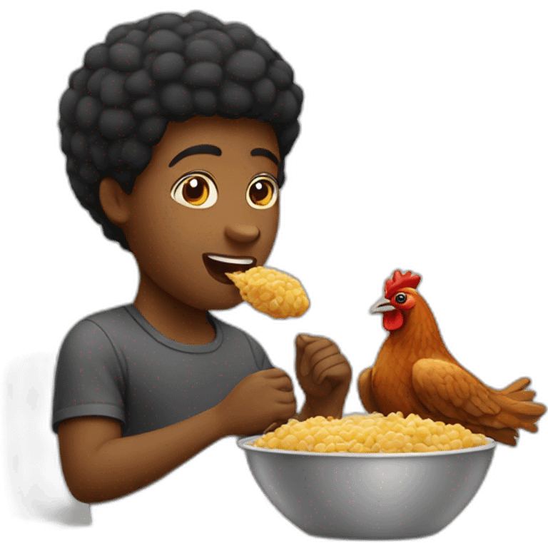 black person eating chicken emoji