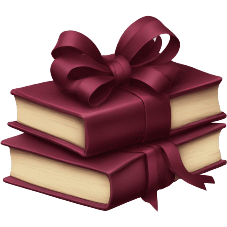 burgundy books stacked up and tied together by a burgundy bow emoji