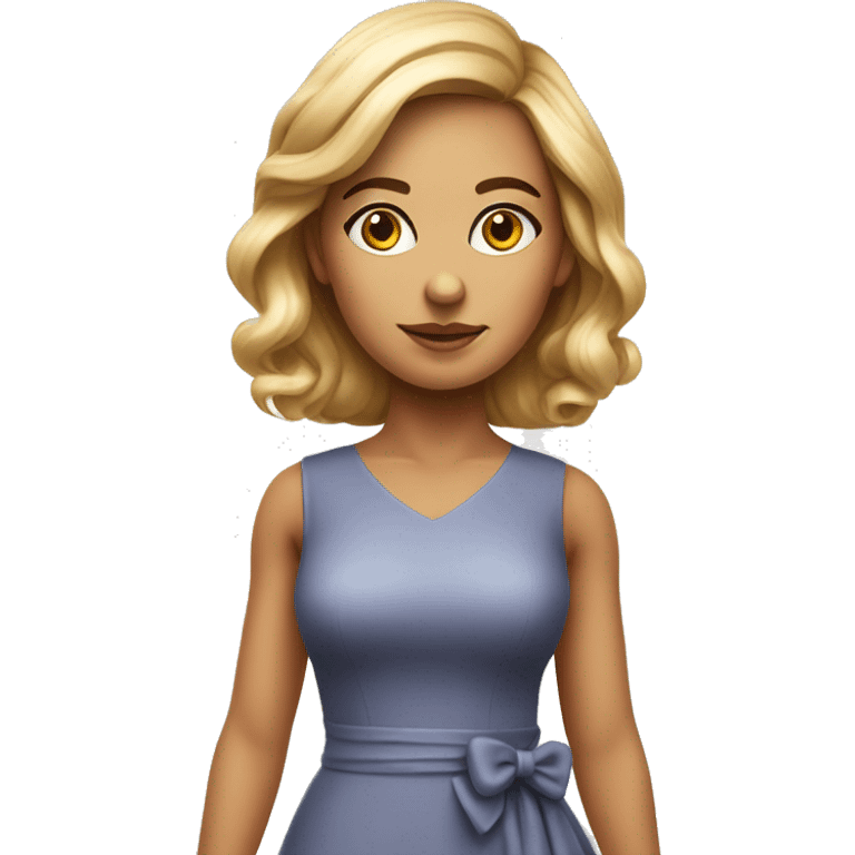 woman years old full length in dress photorealistic serious emoji