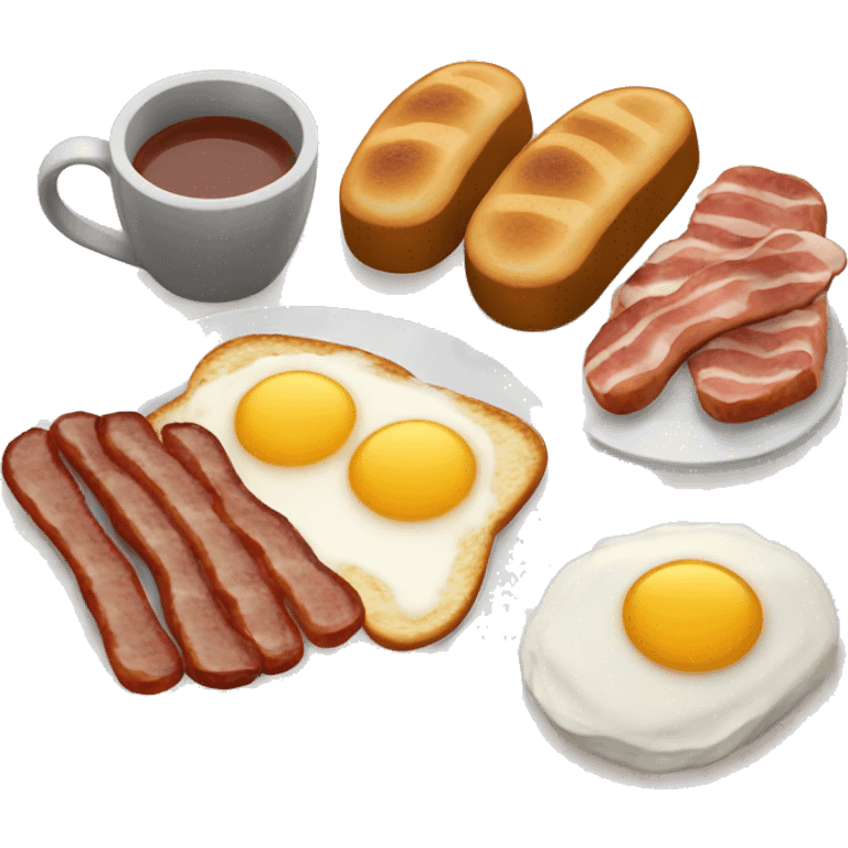 a full english breakfast with toast, hash browns, beans, bacon, and sausages. emoji