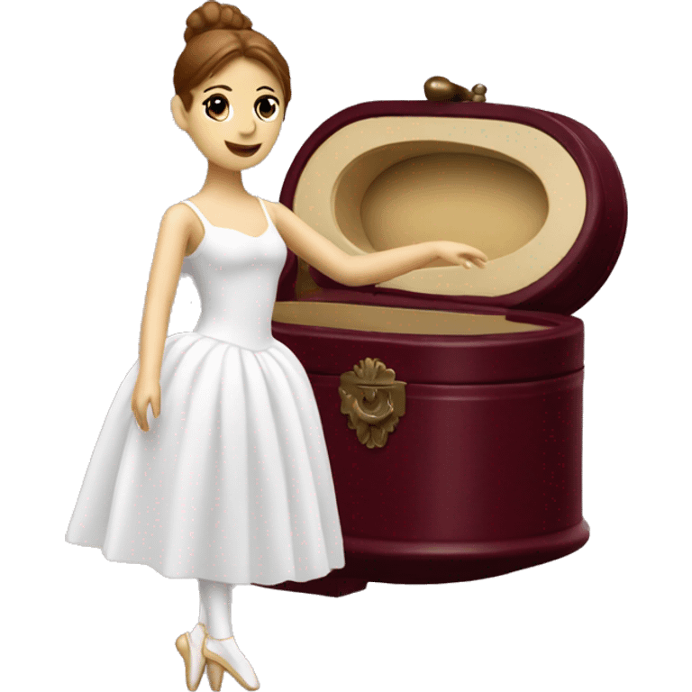 burgundy music box with white ballerina standing back emoji