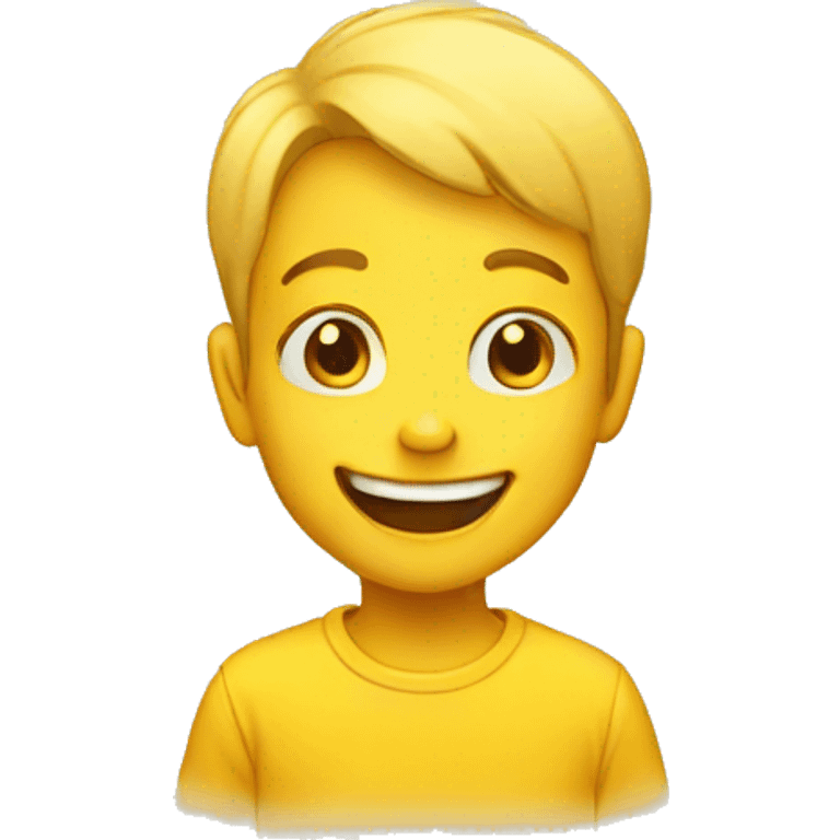 giggling kid, yellow emoji style emoji