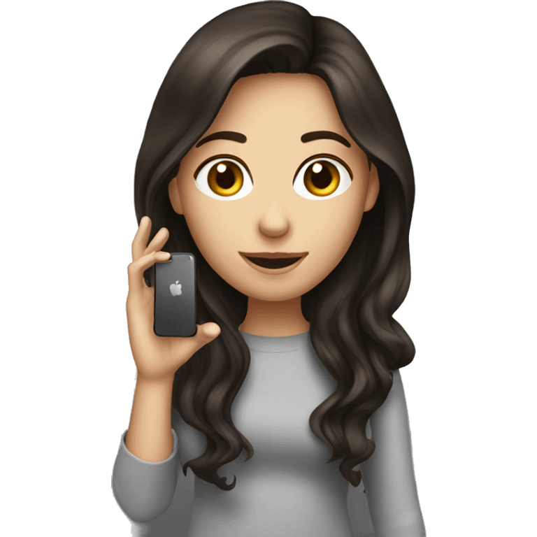 Brunette girl in a iPhone call emoji