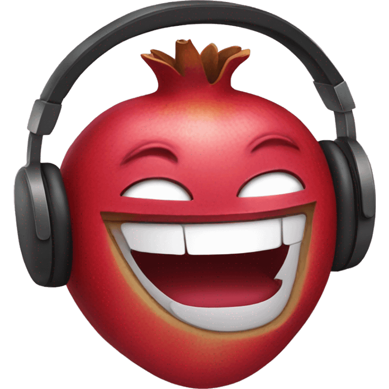 pomegranate emoji wearing headphones emoji