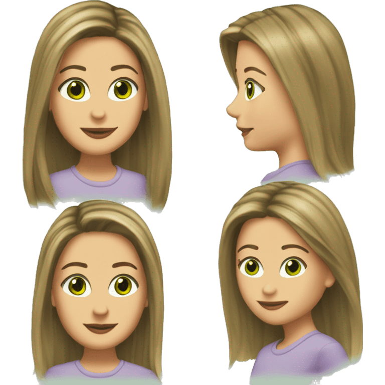 Rachel Green friends with hair highlights and light green eyes emoji