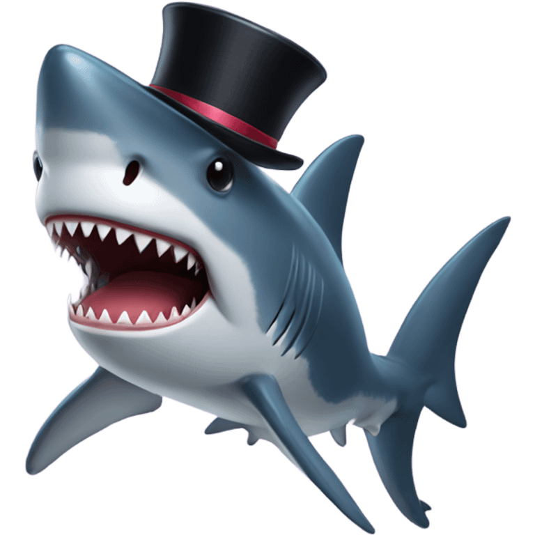 Shark with a top hat emoji