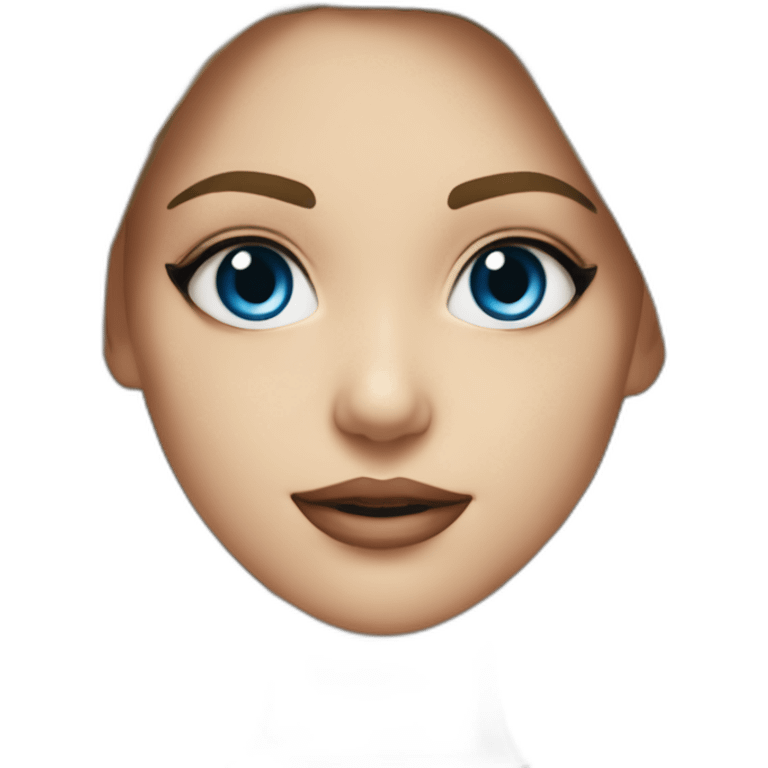 hiperrealista-mujer blanca-pelo largo morena-ojos azules-expresión dulce emoji