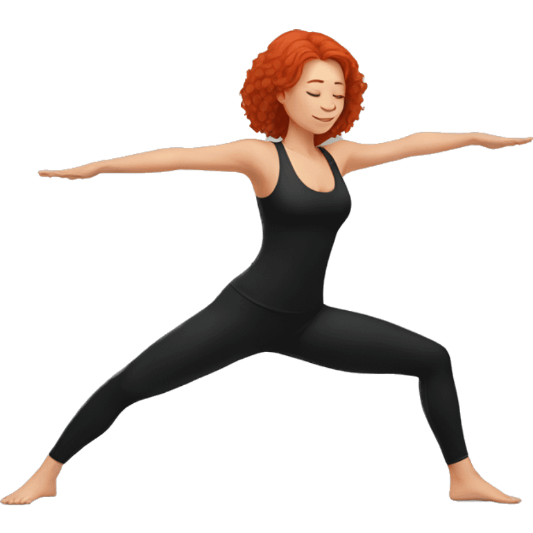  woman with red hair doing yoga in black clothes emoji