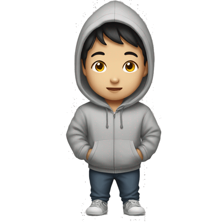 Korean kid wearing hoodie emoji