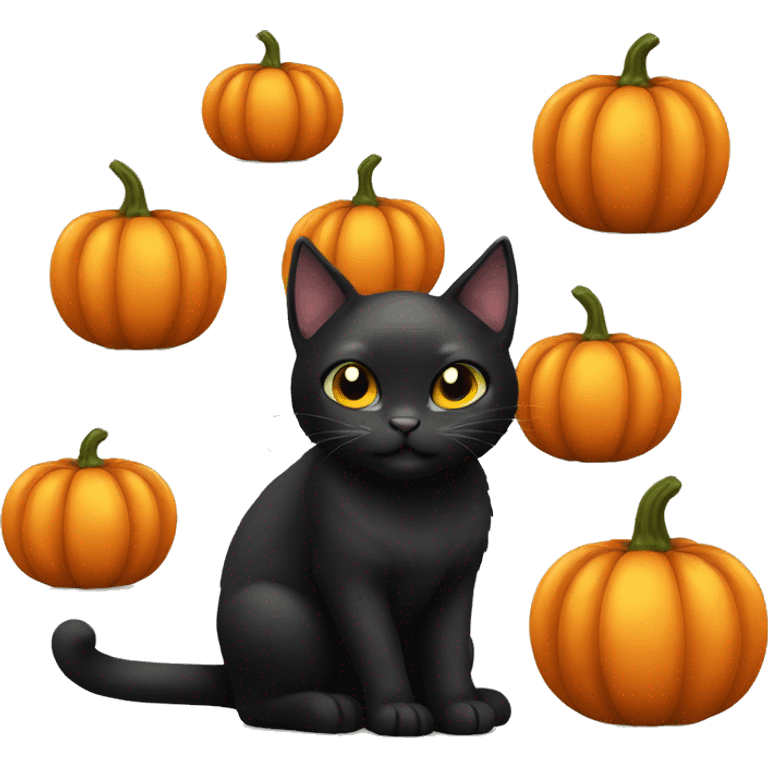 Black cat with pumpkin emoji