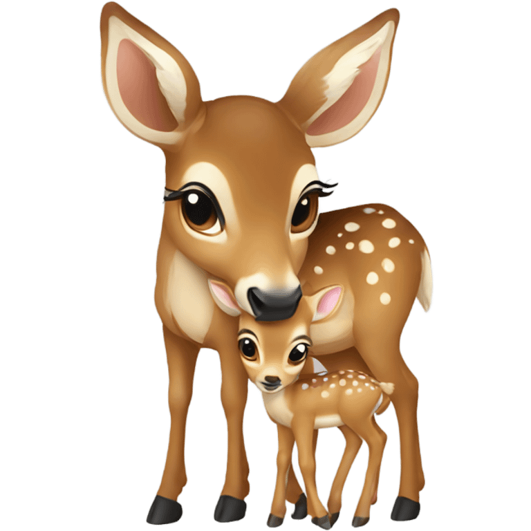 Mother deer kissing baby deer  emoji