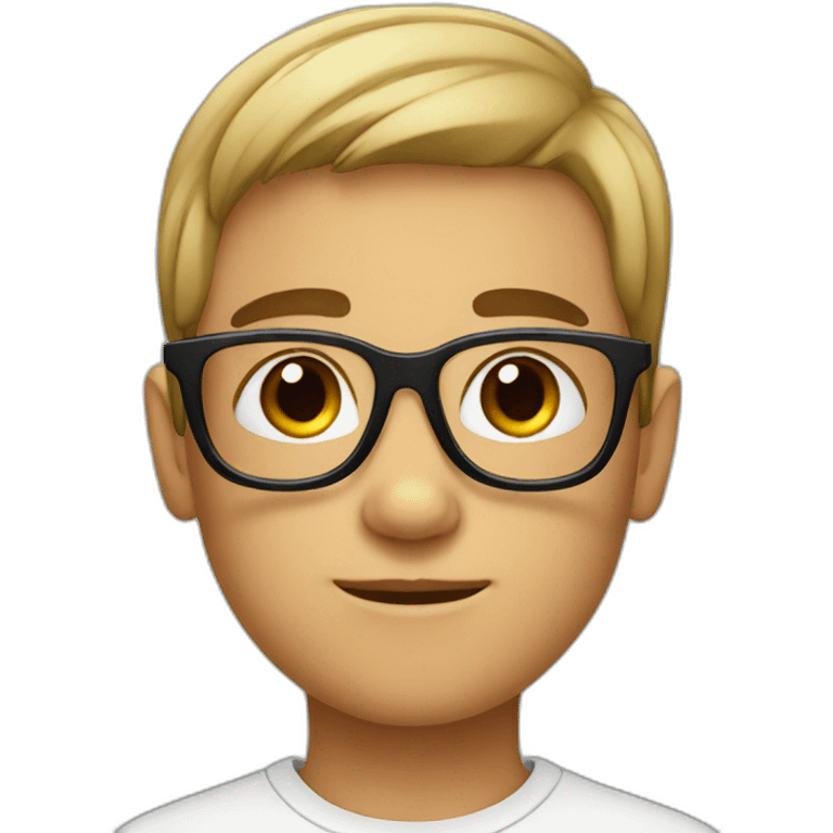 Boy with black glasses without gel hairs  emoji