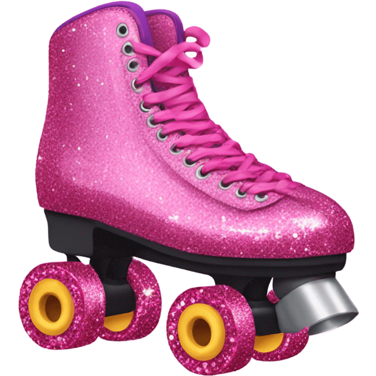 Pink glitter roller skates with hearts  emoji