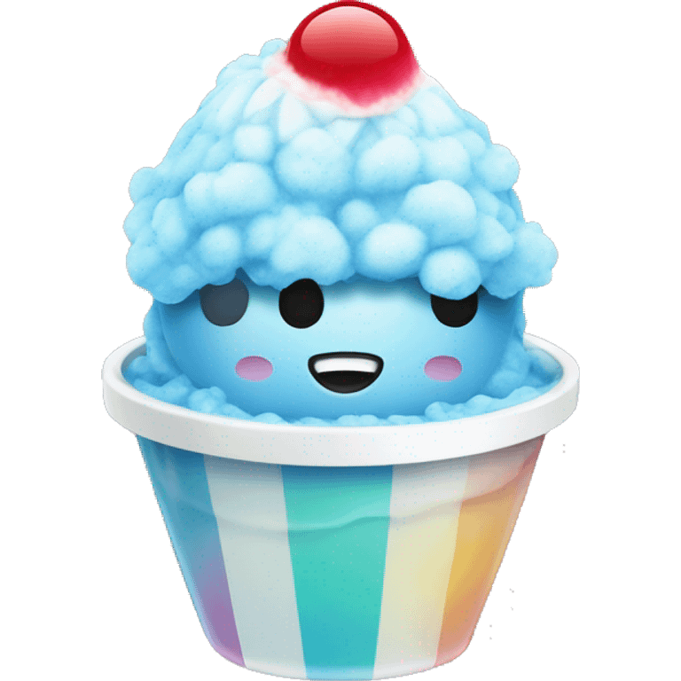 shaved ice in a cup with a syrup on emoji