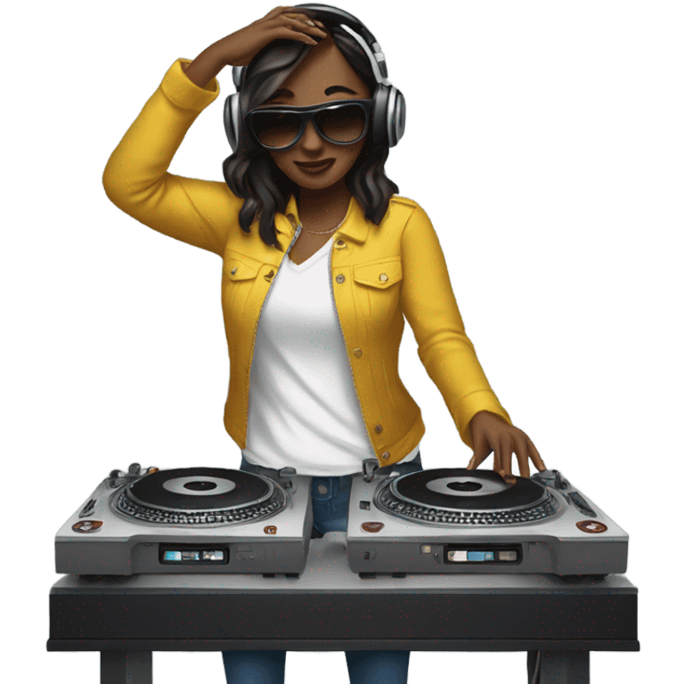 women djing on double turntable emoji emoji