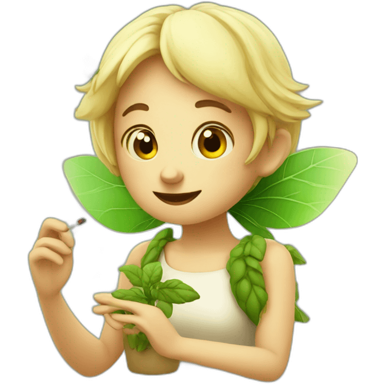 Cute fairy smoking herbs emoji