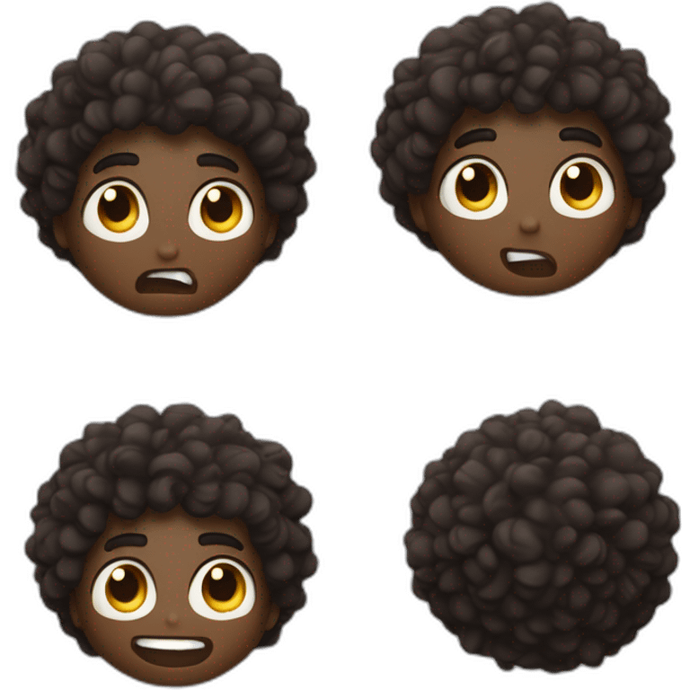 dark skinned guy with curly hair being shocked make it as a discord emote like make it just the face and make it cartoonish emoji