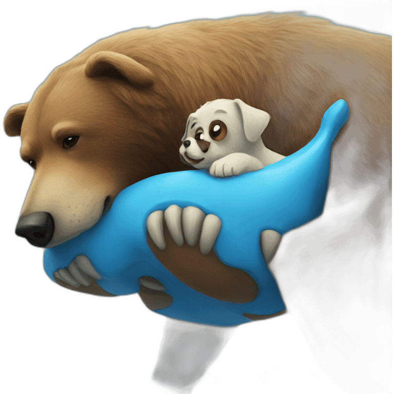 dog on top of bear on top of azure mammoth emoji