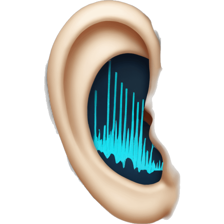 Close up of an ear with soundwave emoji