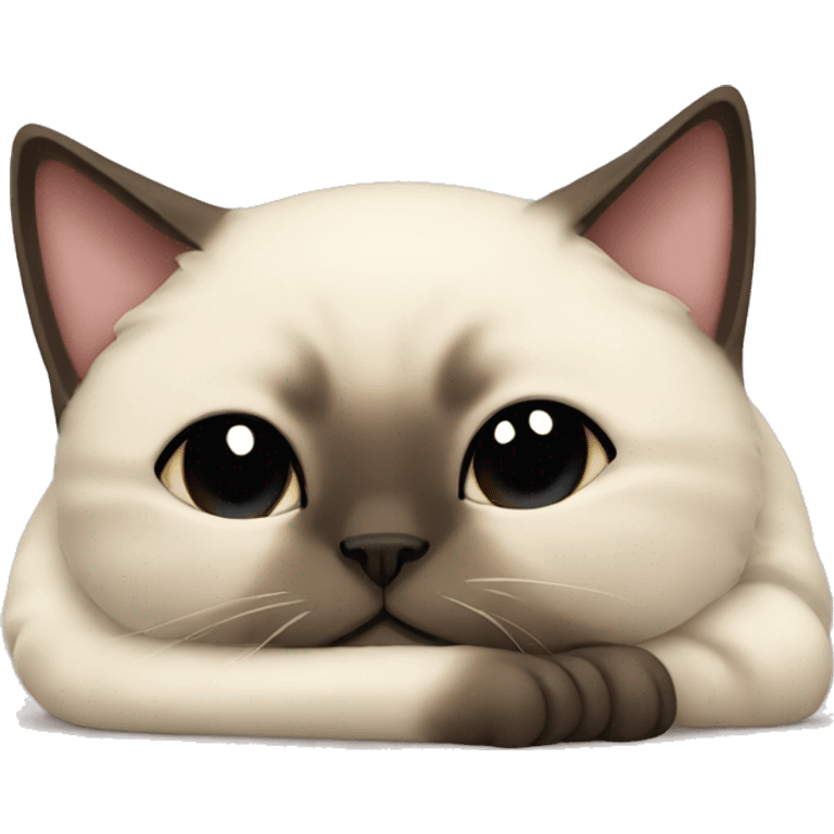 fluffy siamese cat curled up sleeping emoji