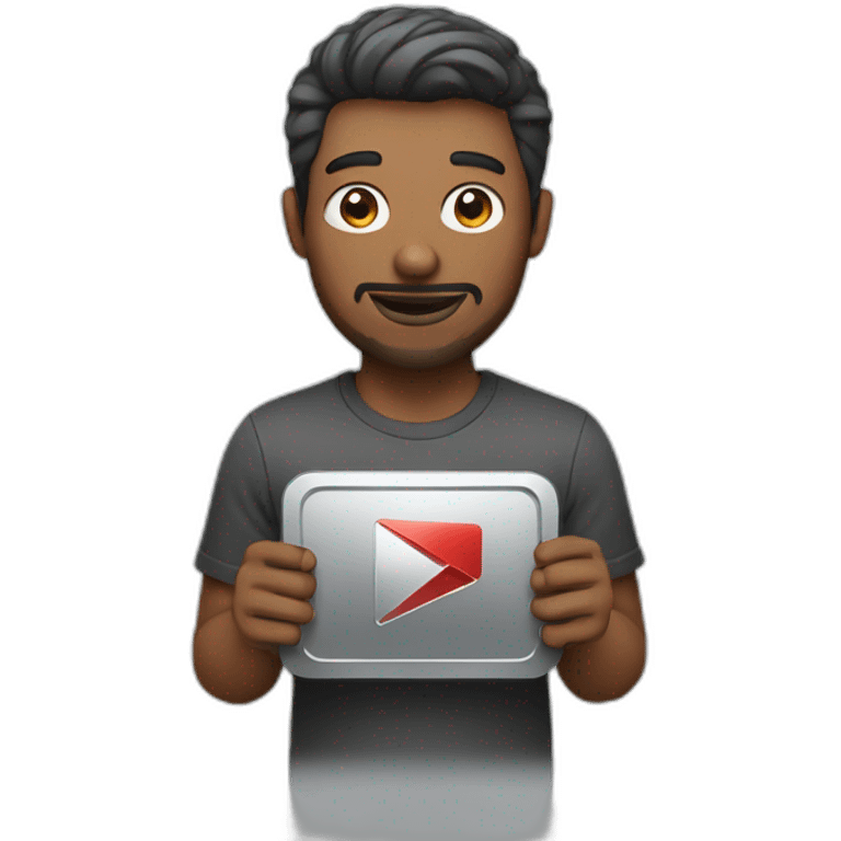 A man holding youtube silver play button emoji