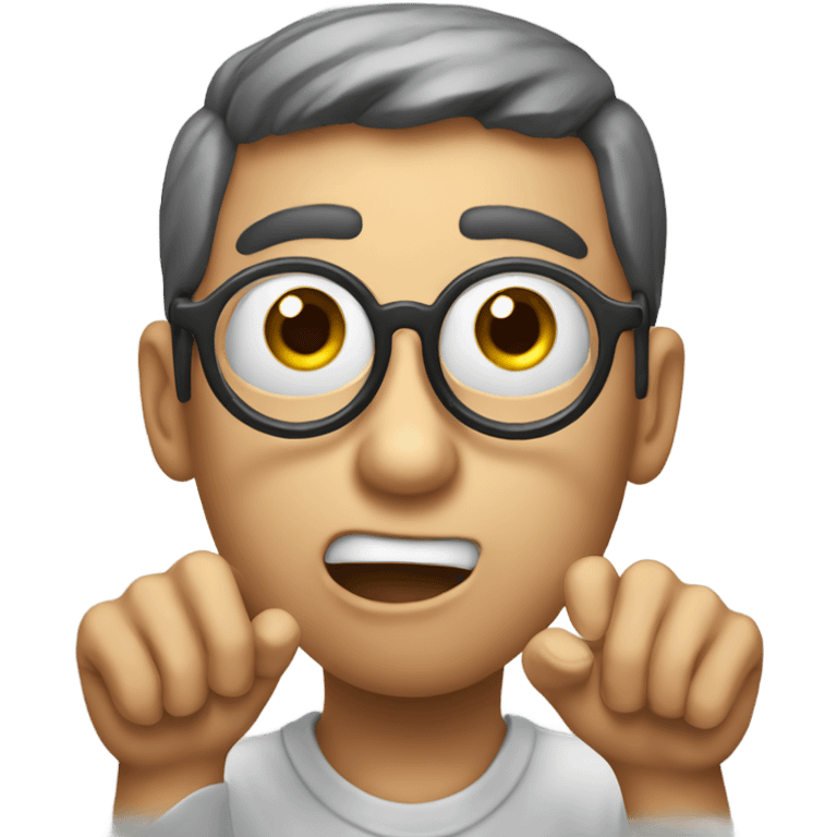 shocked emoji with handing holding glasses down a little emoji