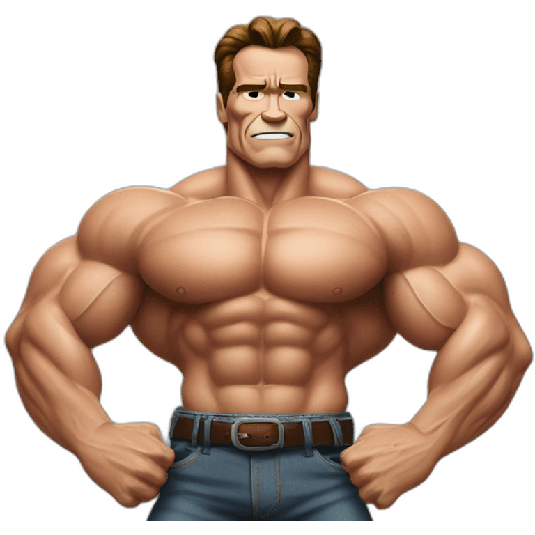 arnold schwarzenegger with muscle and tuimbs up pose emoji