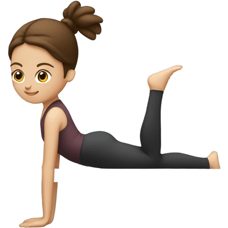 A girl with brown hair doing pilates emoji